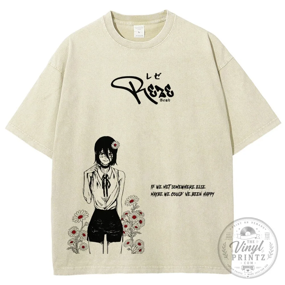 Chainsaw Man Reze Character Graphic Washed T-Shirt