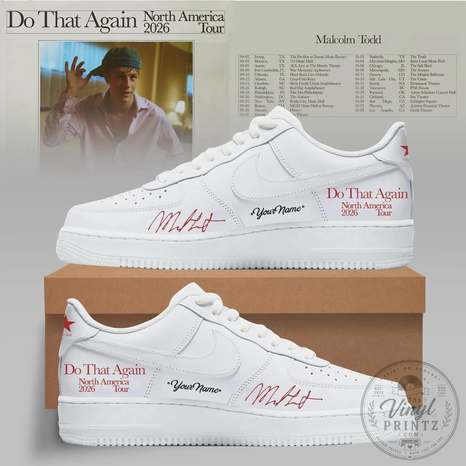 Custom Shoes for Malcolm Todd's 2026 North America Do That Again Tour