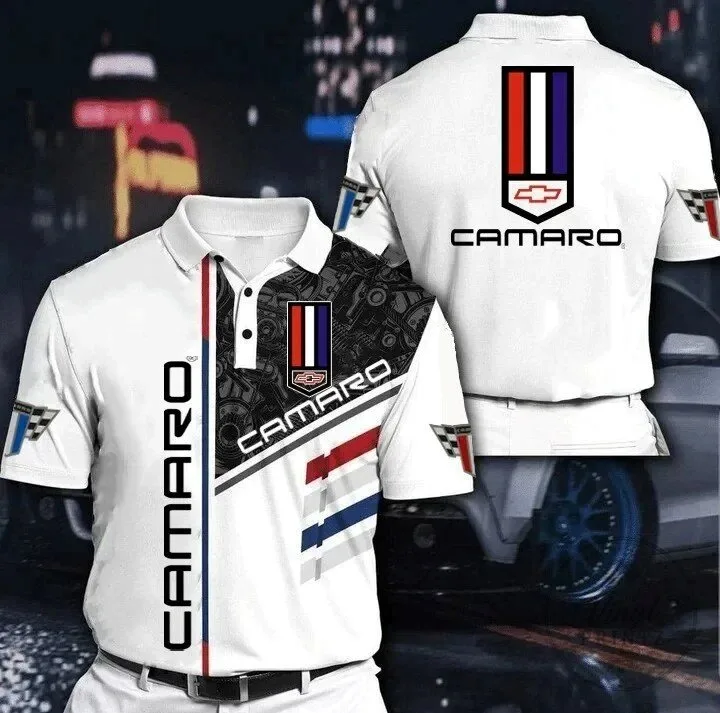 Chevrolet Camaro Car Logo White Polo Shirt for Men