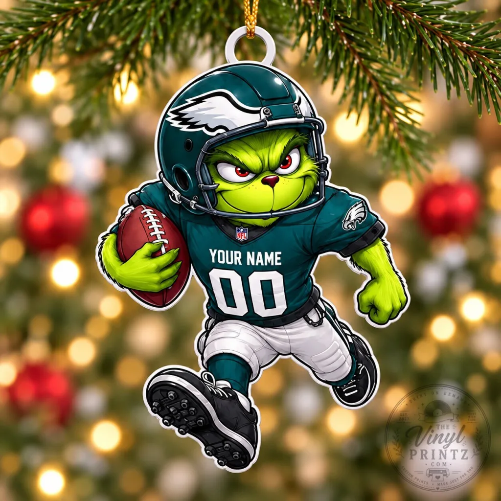 Philadelphia Eagles Fan Grinch Football Player Christmas Tree Ornament Philadelphia Eagles Fan Grinch Football Player Christmas Tree Ornament