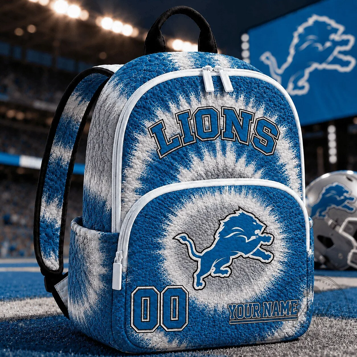 Detroit Lions Fan Tie-Dye Quilted Backpack Custom Name and Number Gift 2 Detroit Lions Fan Tie-Dye Quilted Backpack Custom Name and Number Gift