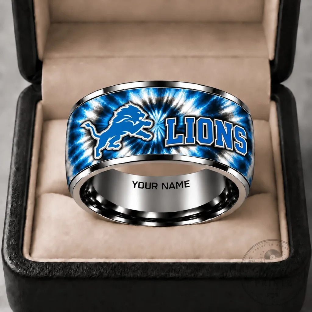 Detroit Lions Fan Tie-Dye Tungsten Ring - Personalized NFL Football Jewelry Gift Detroit Lions Fan Tie-Dye Tungsten Ring - Personalized NFL Football Jewelry Gift