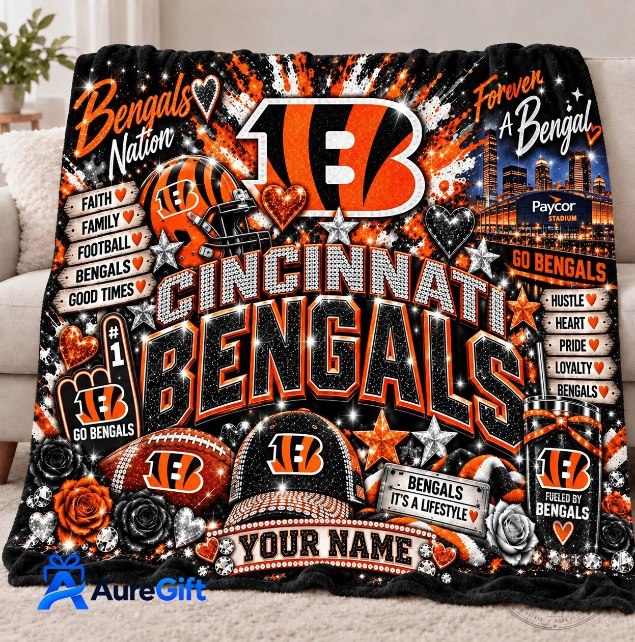 Cincinnati Bengals Football Team Personalized Fleece Blanket 6 Cincinnati Bengals Football Team Personalized Fleece Blanket