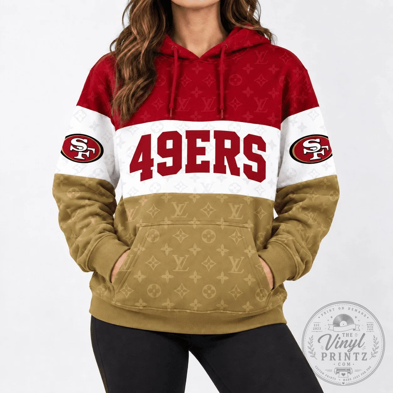 San Francisco 49ers NFL Football Team Monogram Pattern Hoodie