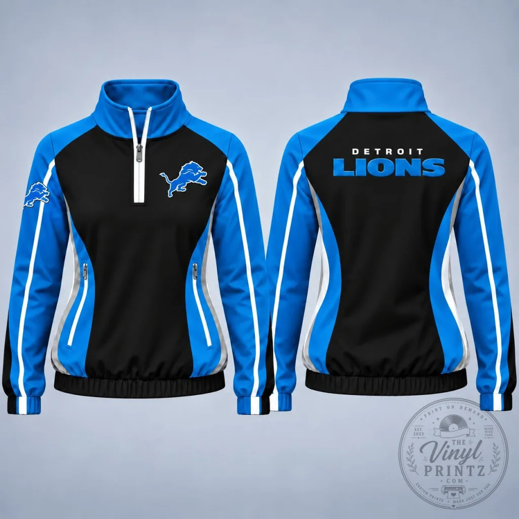 Detroit Lions NFL Football Team Quarter-Zip Pullover Jacket