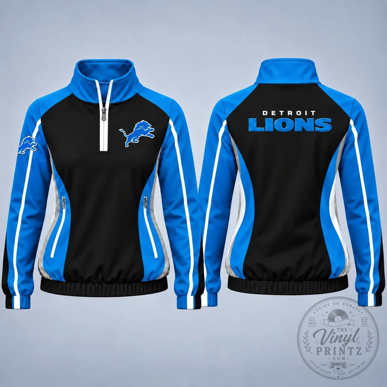 Detroit Lions NFL Football Team Quarter-Zip Pullover Jacket