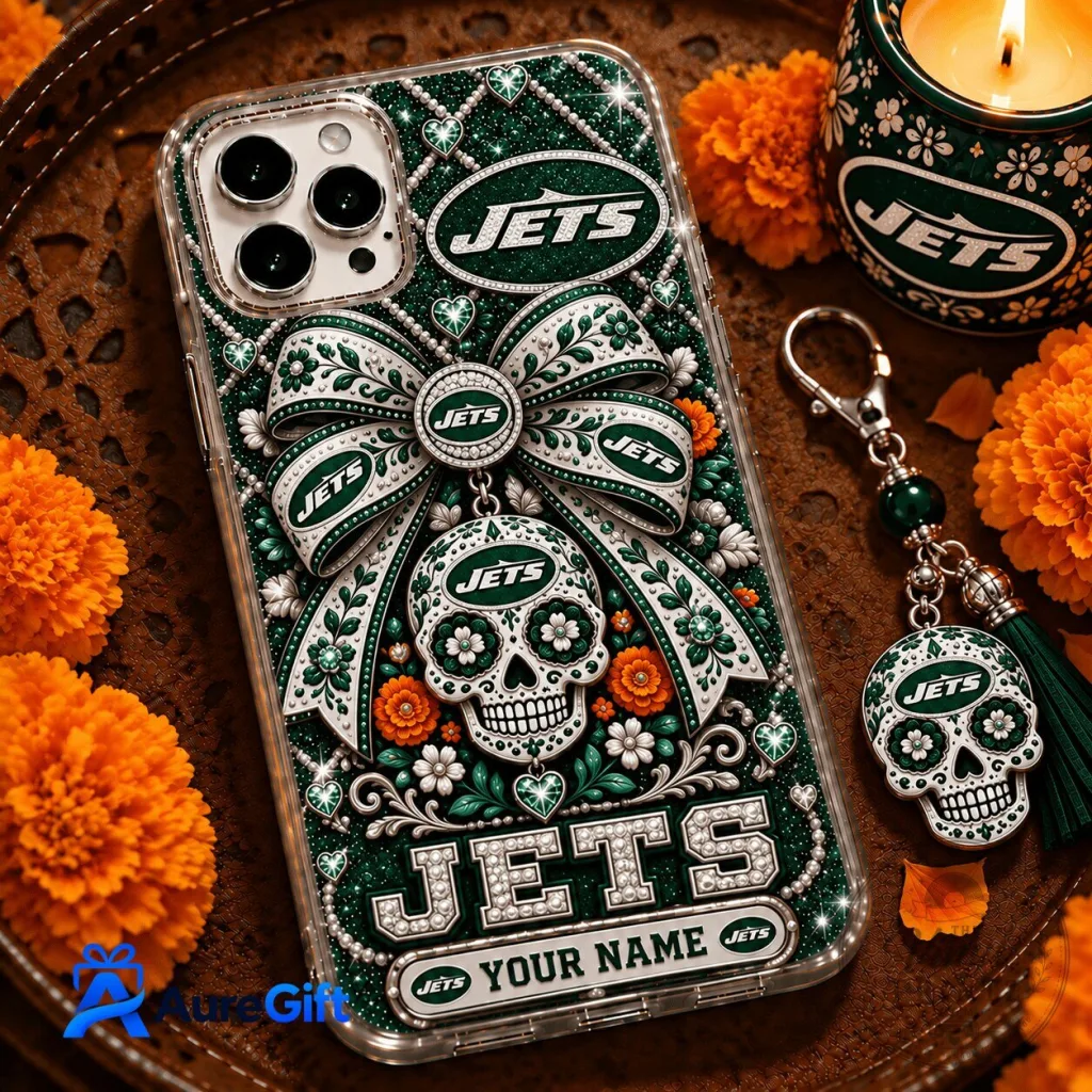 New York Jets Día de los Muertos Sugar Skull Personalized Phone Case New York Jets Día de los Muertos Sugar Skull Personalized Phone Case
