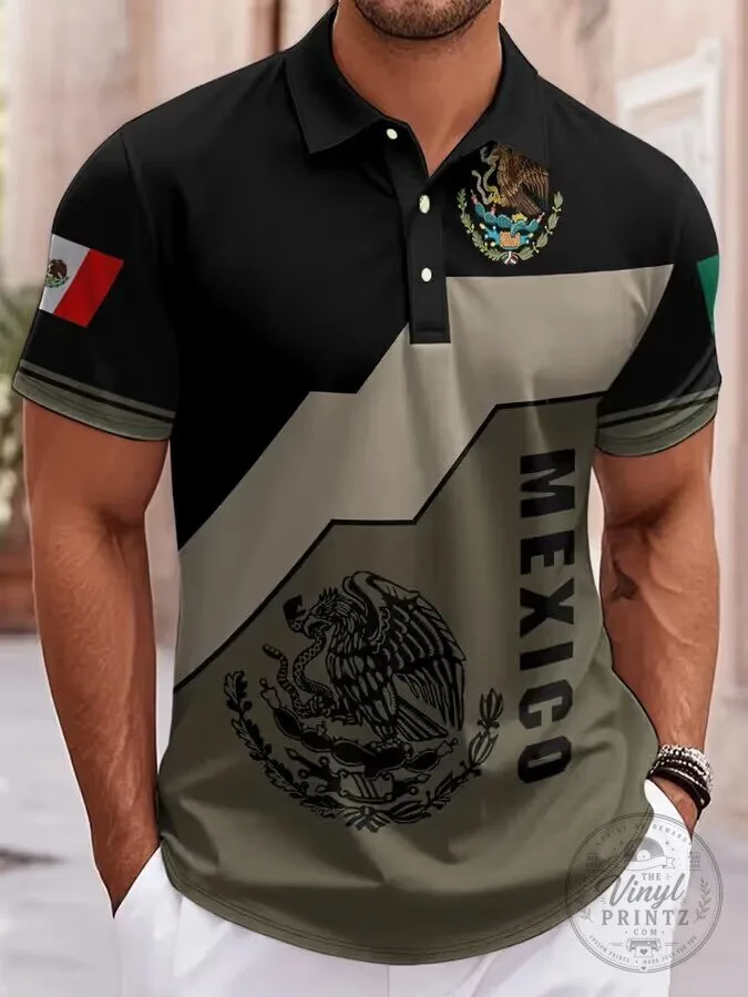 Mexican Independence Day Flag Polo Shirt for Men