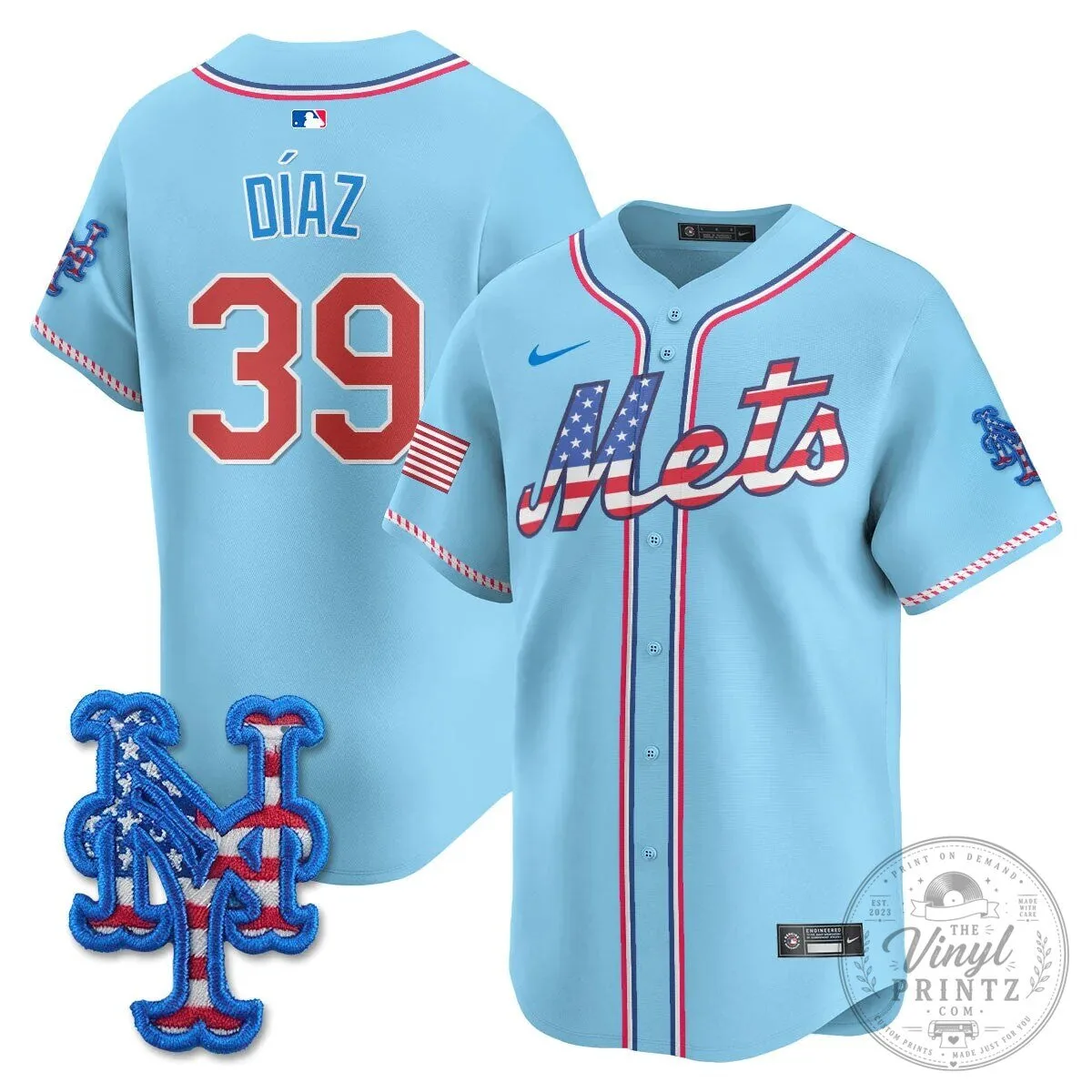 New York Mets Edwin Diaz Fourth of July Baseball Jersey 37 New York Mets Edwin Diaz Fourth of July Baseball Jersey