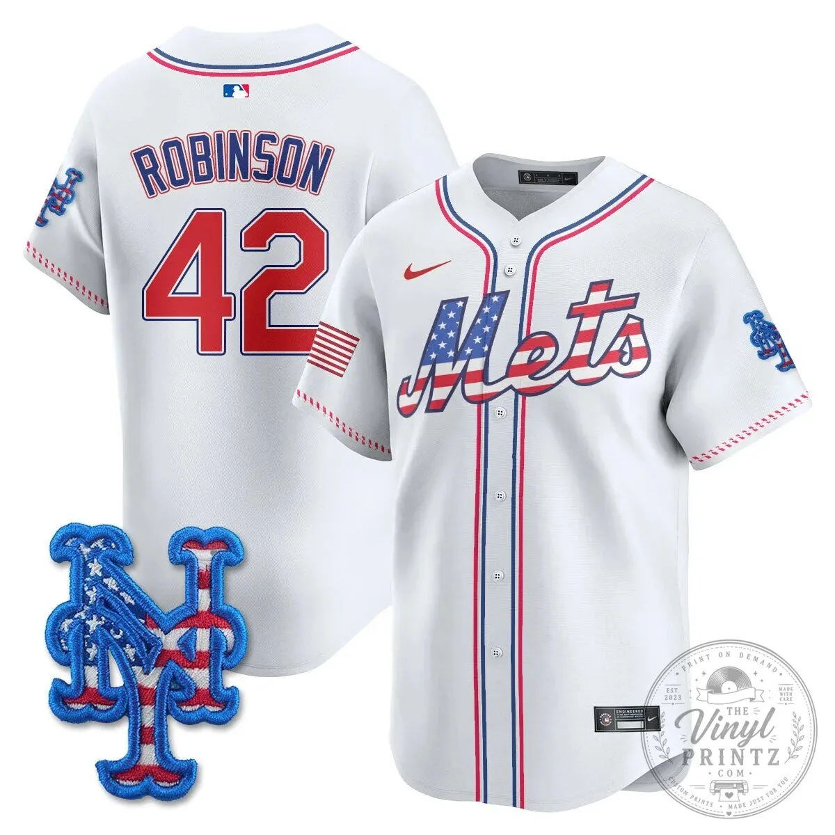 New York Mets Edwin Diaz Fourth of July Baseball Jersey 40 New York Mets Edwin Diaz Fourth of July Baseball Jersey