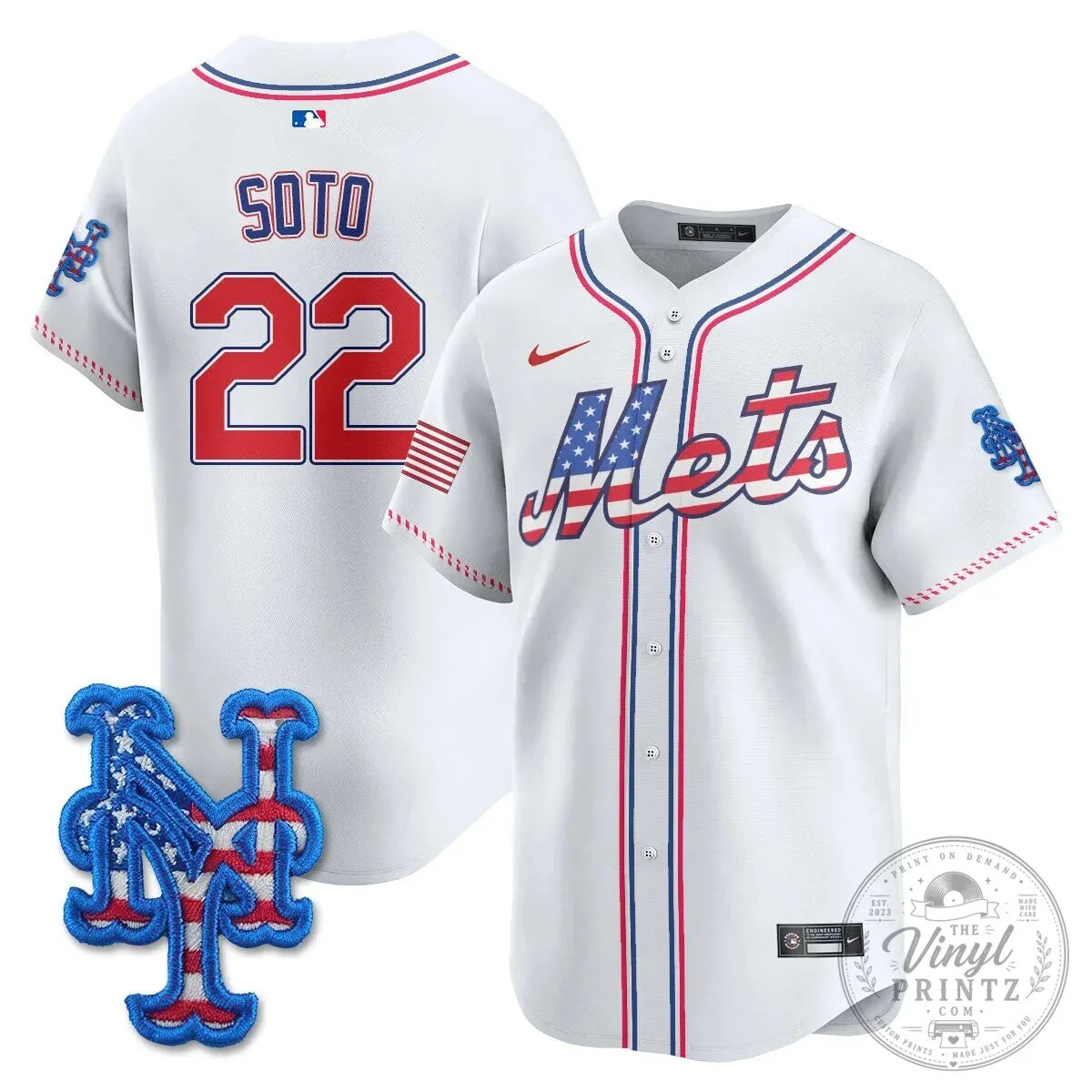 New York Mets Edwin Diaz Fourth of July Baseball Jersey 42 New York Mets Edwin Diaz Fourth of July Baseball Jersey