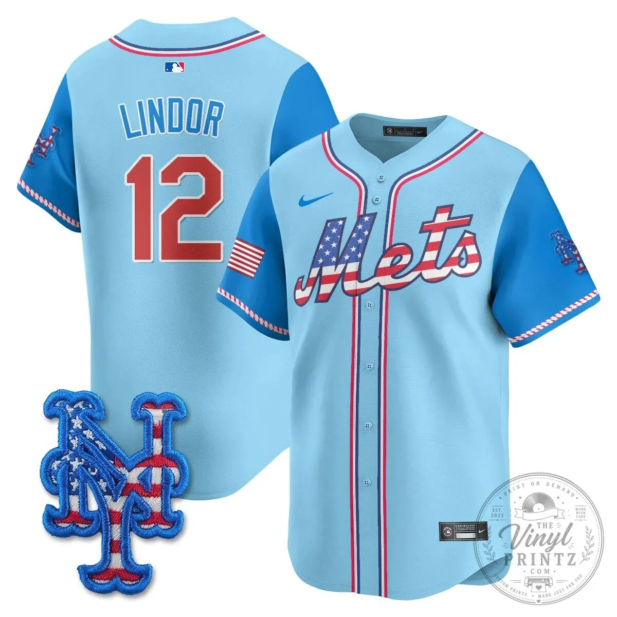 New York Mets Edwin Diaz Fourth of July Baseball Jersey 45 New York Mets Edwin Diaz Fourth of July Baseball Jersey