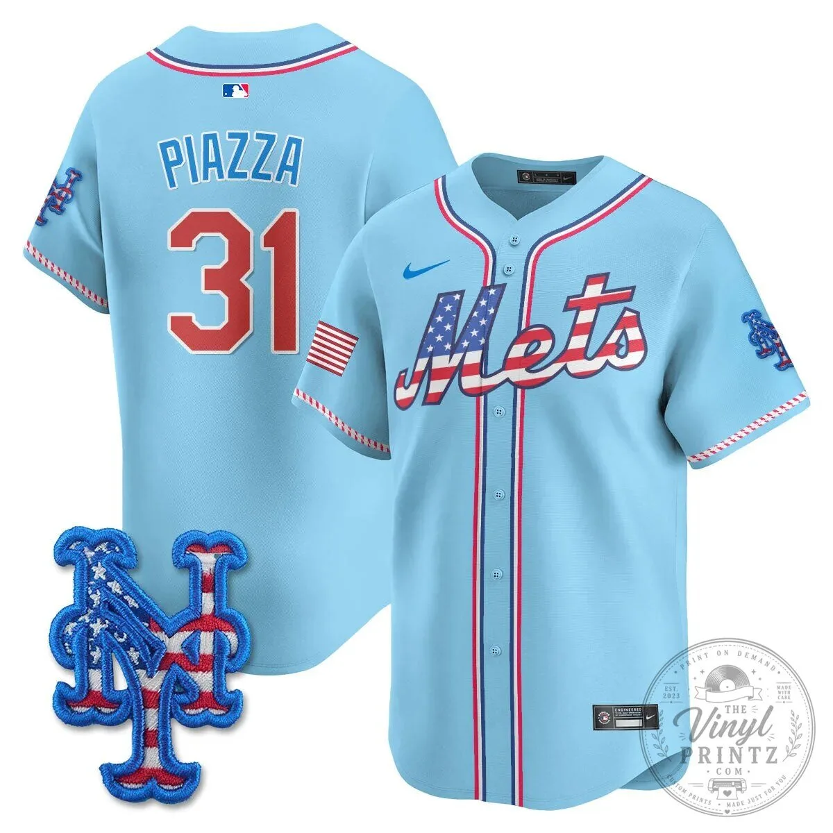 New York Mets Edwin Diaz Fourth of July Baseball Jersey 48 New York Mets Edwin Diaz Fourth of July Baseball Jersey