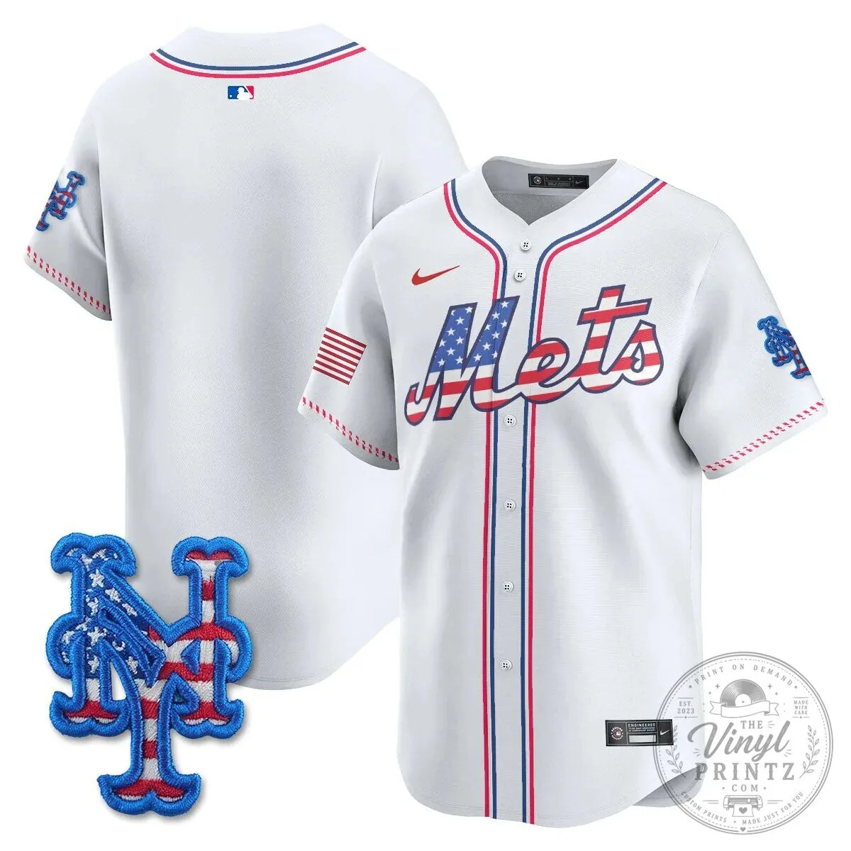 New York Mets Edwin Diaz Fourth of July Baseball Jersey 49 New York Mets Edwin Diaz Fourth of July Baseball Jersey