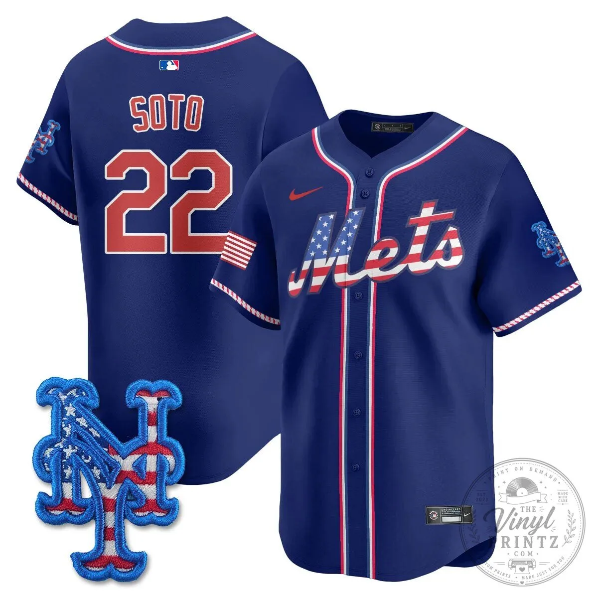 New York Mets Edwin Diaz Fourth of July Baseball Jersey 50 New York Mets Edwin Diaz Fourth of July Baseball Jersey
