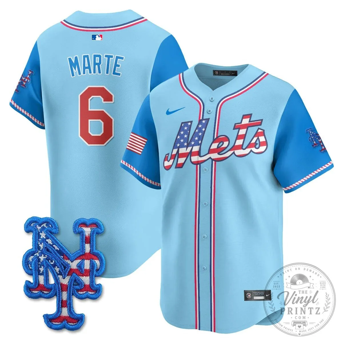 New York Mets Edwin Diaz Fourth of July Baseball Jersey 53 New York Mets Edwin Diaz Fourth of July Baseball Jersey