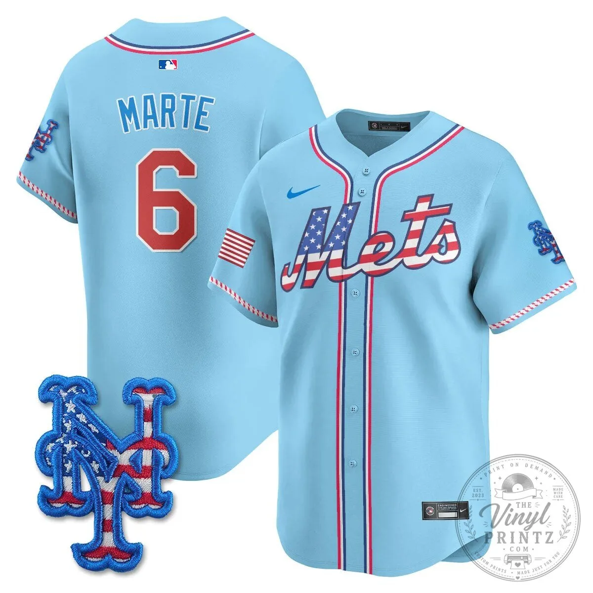 New York Mets Edwin Diaz Fourth of July Baseball Jersey 55 New York Mets Edwin Diaz Fourth of July Baseball Jersey