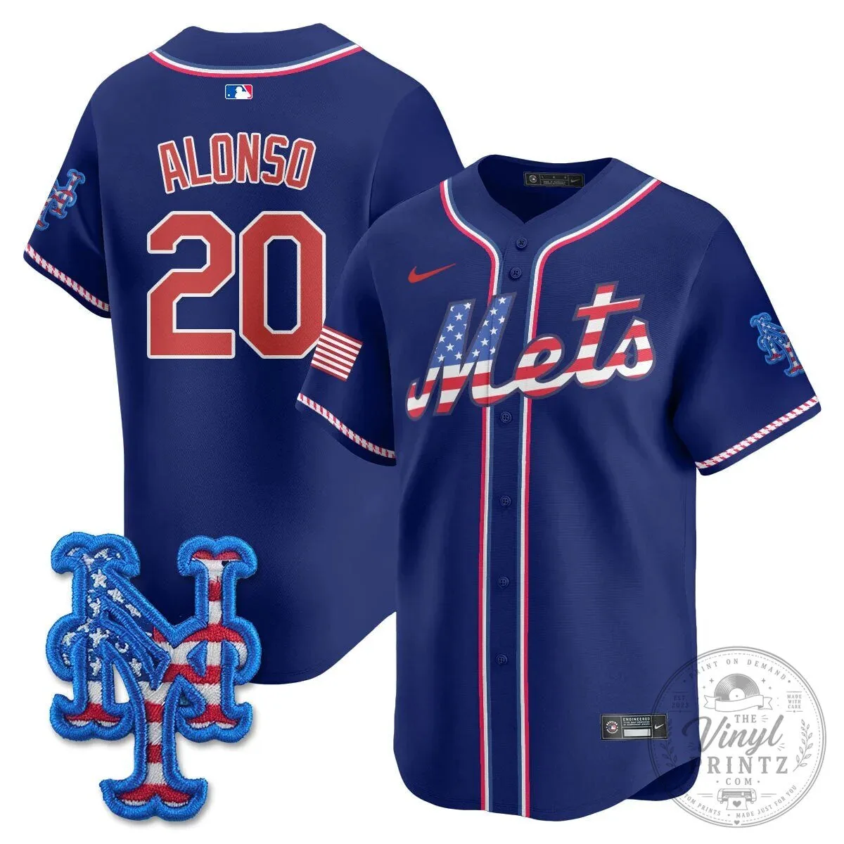 New York Mets Edwin Diaz Fourth of July Baseball Jersey 57 New York Mets Edwin Diaz Fourth of July Baseball Jersey