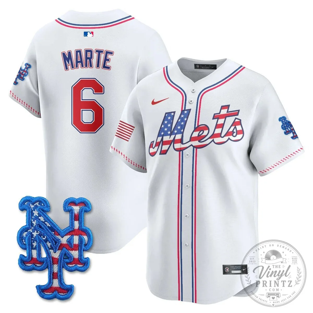 New York Mets Edwin Diaz Fourth of July Baseball Jersey 61 New York Mets Edwin Diaz Fourth of July Baseball Jersey