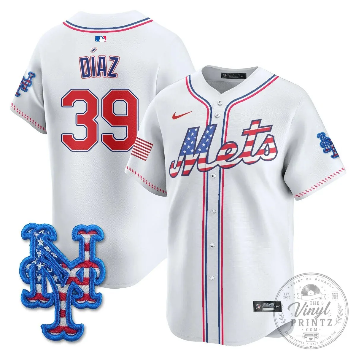 New York Mets Edwin Diaz Fourth of July Baseball Jersey 66 New York Mets Edwin Diaz Fourth of July Baseball Jersey