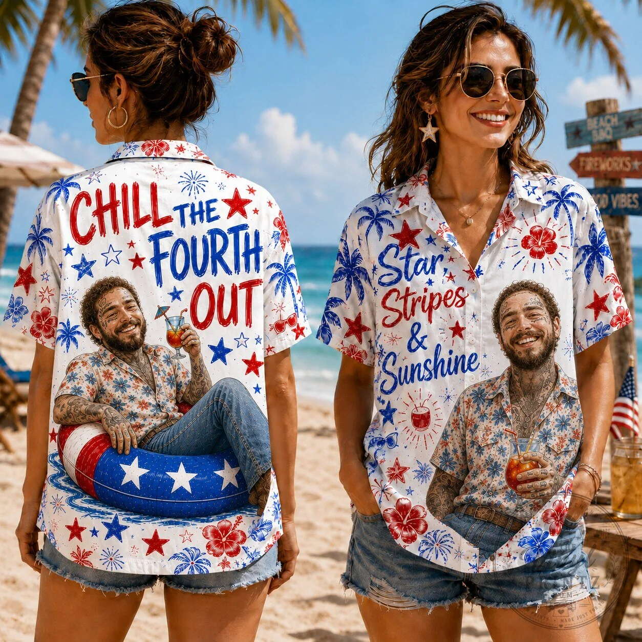 Post Malone Chill The Fourth Out Fourth of July Hawaiian Shirt