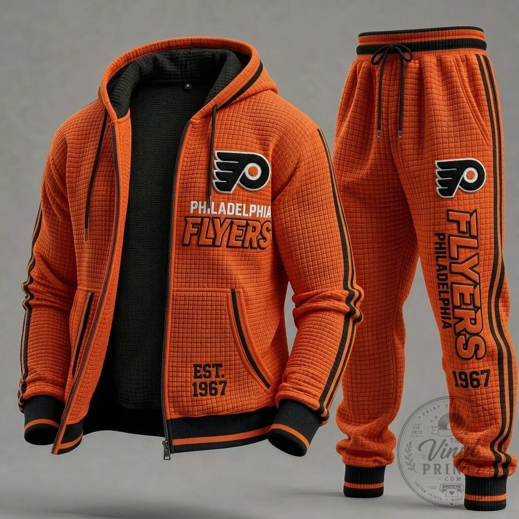 Philadelphia Flyers Orange Waffle Knit Zip-Up Hoodie