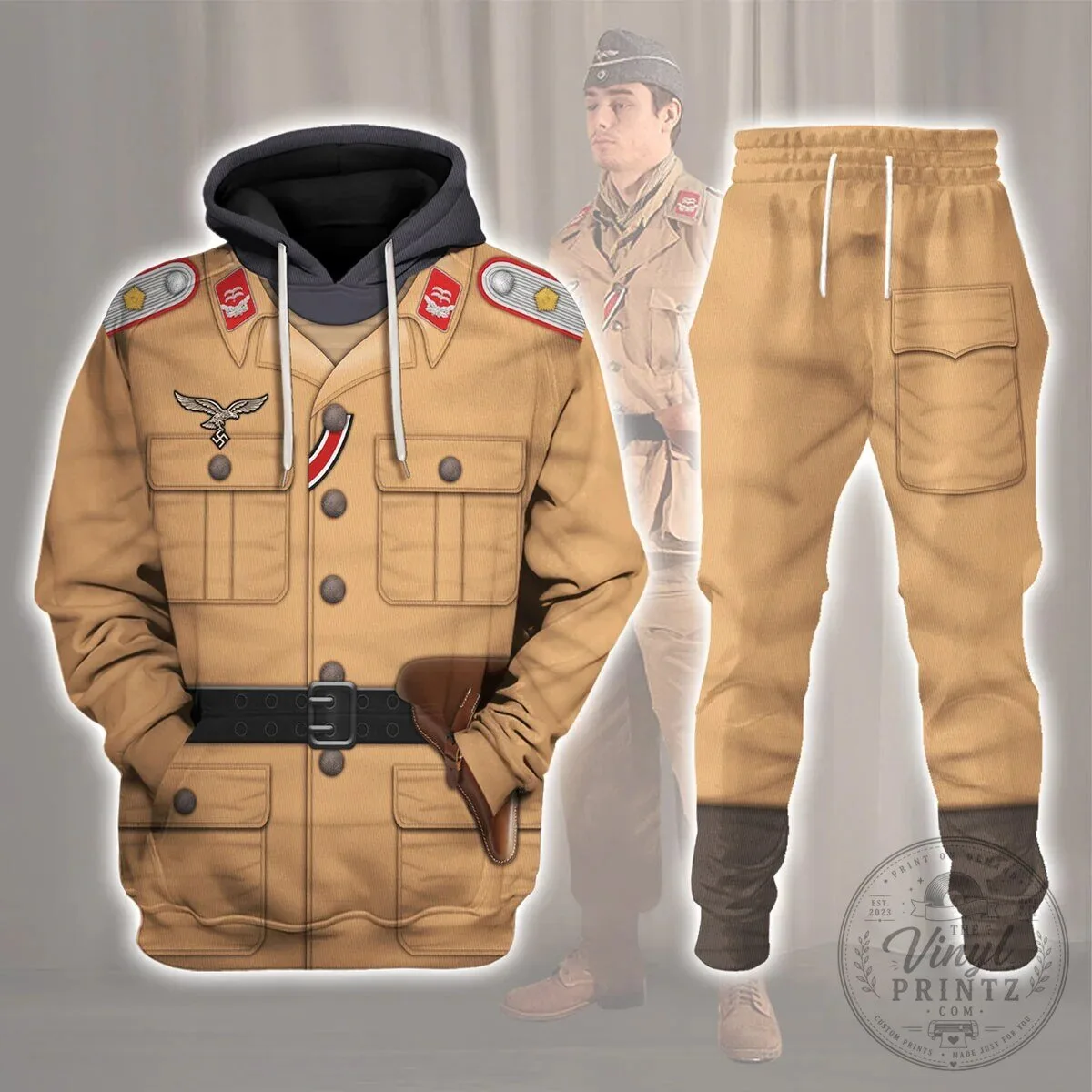 World War II Luftwaffe Tropical Uniform Artillery Lieutenant Costume Hoodie 1 World War II Luftwaffe Tropical Uniform Artillery Lieutenant Costume Hoodie