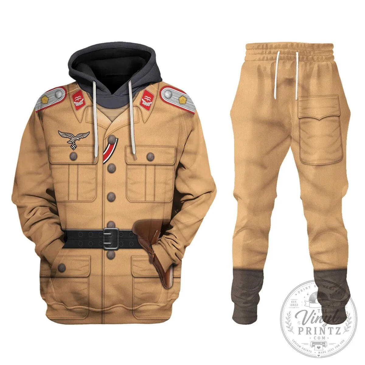 World War II Luftwaffe Tropical Uniform Artillery Lieutenant Costume Hoodie 18 World War II Luftwaffe Tropical Uniform Artillery Lieutenant Costume Hoodie