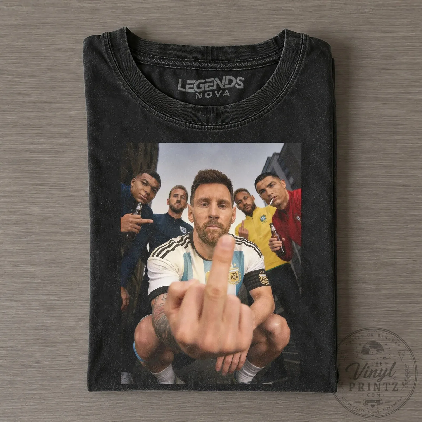 Ronaldo Messi Neymar Mbappé Kane Football Legends Vintage Graphic T-Shirt 2 Ronaldo Messi Neymar Mbappé Kane Football Legends Vintage Graphic T-Shirt