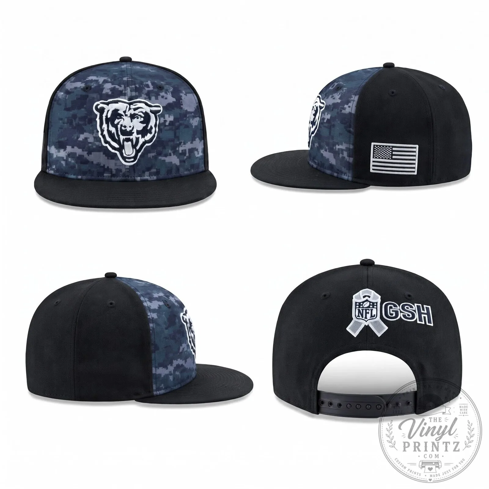 Chicago Bears NFL Salute To Service Digital Camo Flat Bill Snapback Cap Hat 3 Chicago Bears NFL Salute To Service Digital Camo Flat Bill Snapback Cap Hat