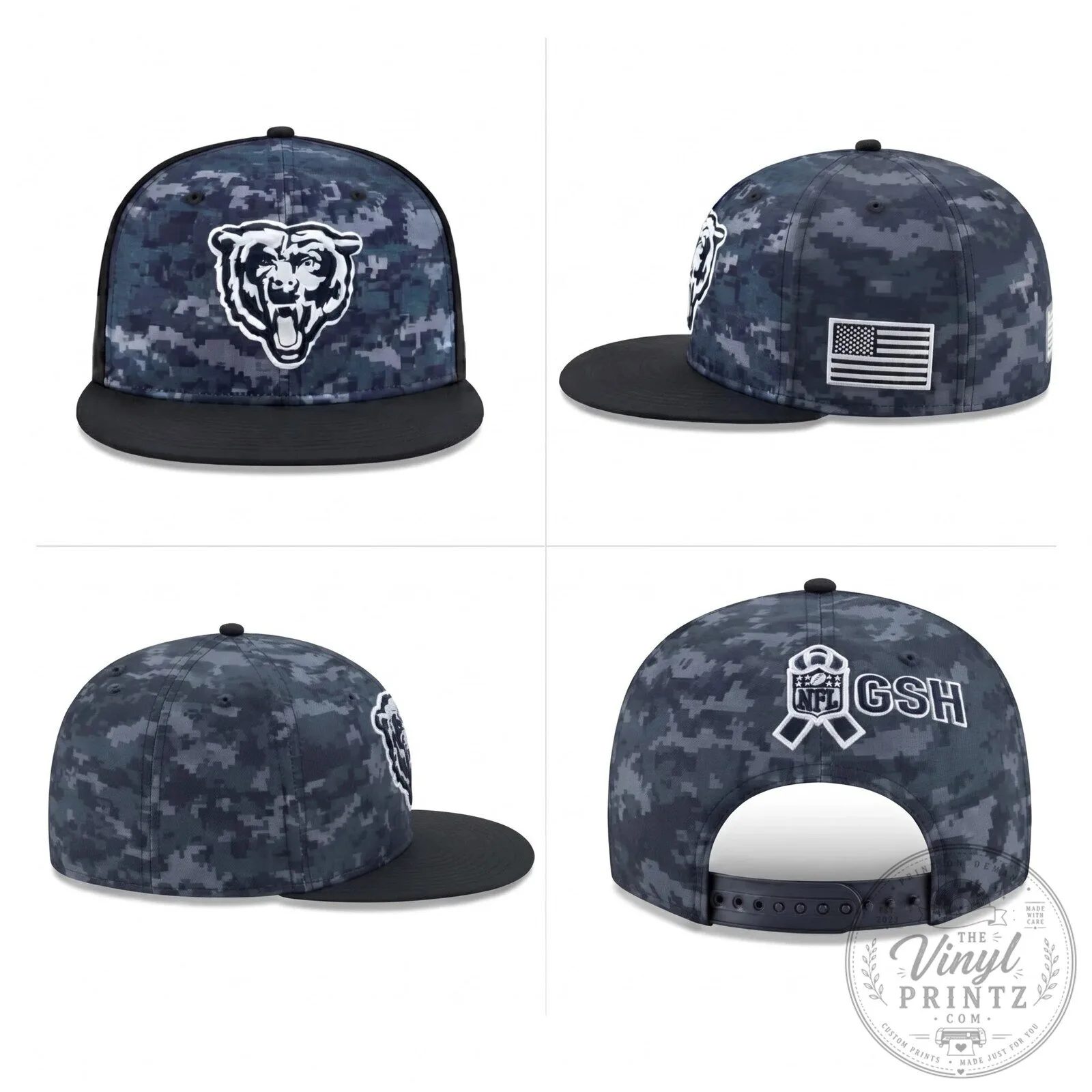 Chicago Bears NFL Salute To Service Digital Camo Flat Bill Snapback Cap Hat 7 Chicago Bears NFL Salute To Service Digital Camo Flat Bill Snapback Cap Hat