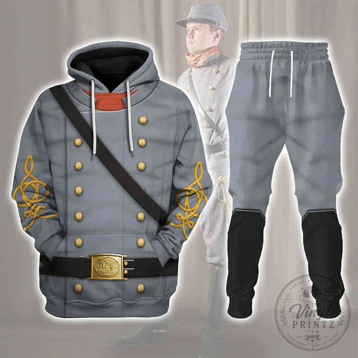 Confederate Army Cavalry Officer Uniform Historical Cosplay Costume Hoodie Set 2 Confederate Army Cavalry Officer Uniform Historical Cosplay Costume Hoodie Set