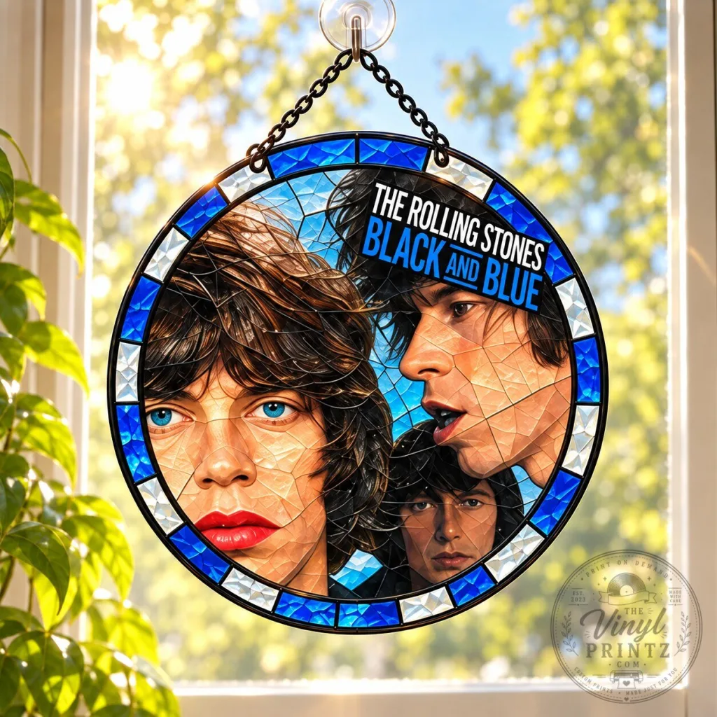 The Rolling Stones Black and Blue Album Cover Stained Glass Suncatcher The Rolling Stones Black and Blue Album Cover Stained Glass Suncatcher