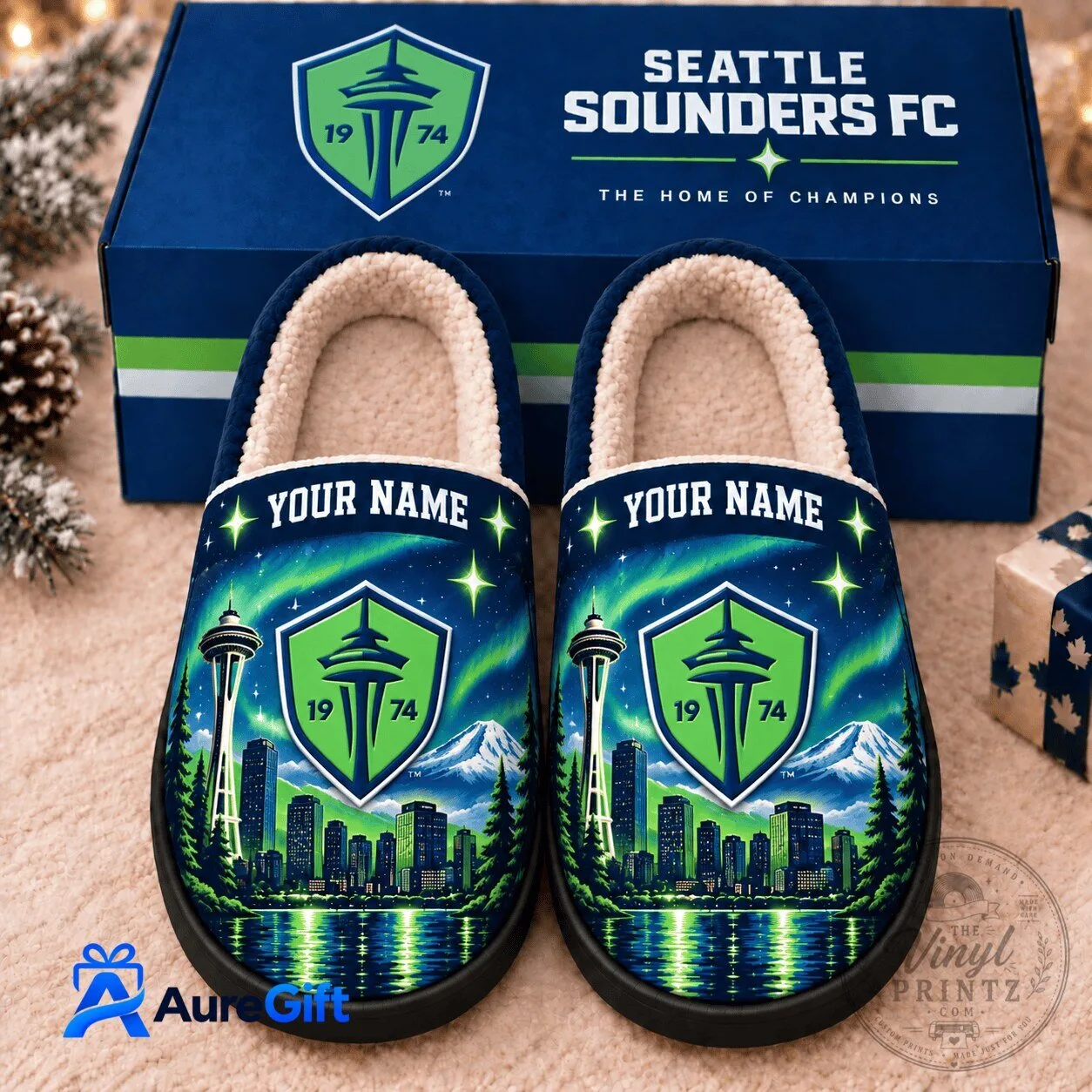 Seattle Sounders Football Club Personalized Winter Slippers for Men and Women