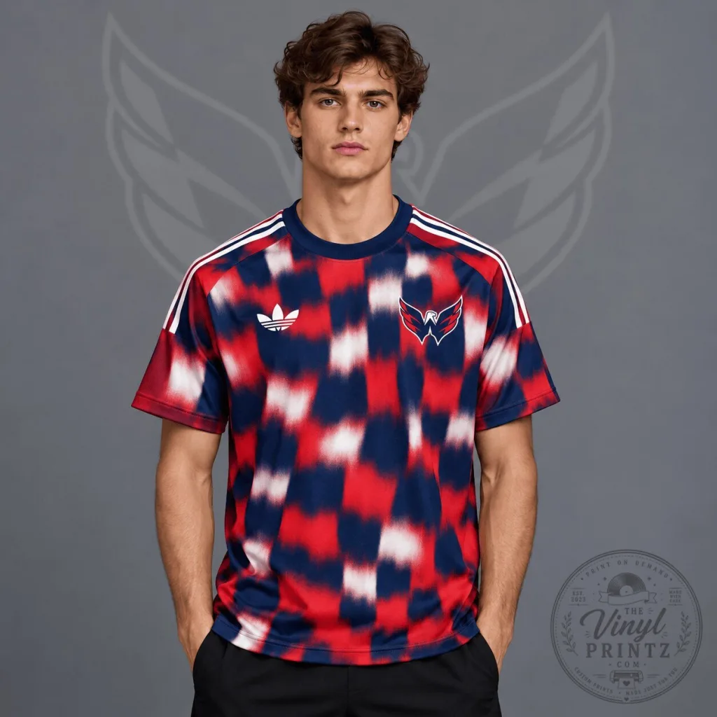 Washington Capitals Adidas Blurred Checkered Streetwear T-Shirt Washington Capitals Adidas Blurred Checkered Streetwear T-Shirt