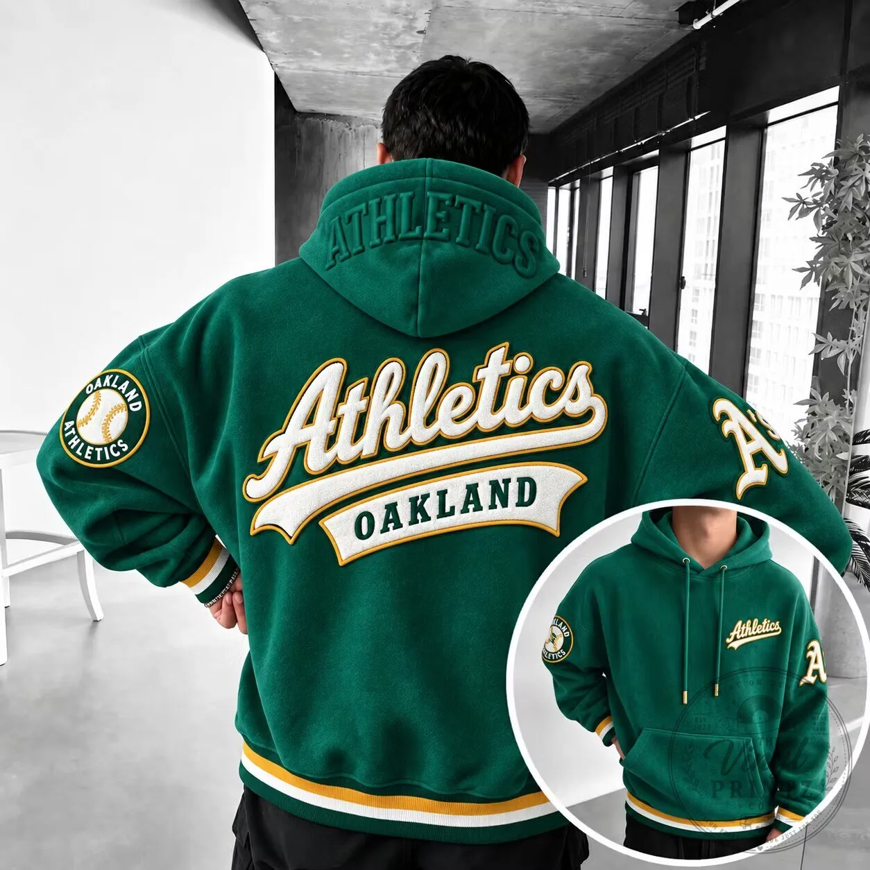 Oakland Athletics Baseball Team Green Embroidered Oversized Hoodie 1 Oakland Athletics Baseball Team Green Embroidered Oversized Hoodie
