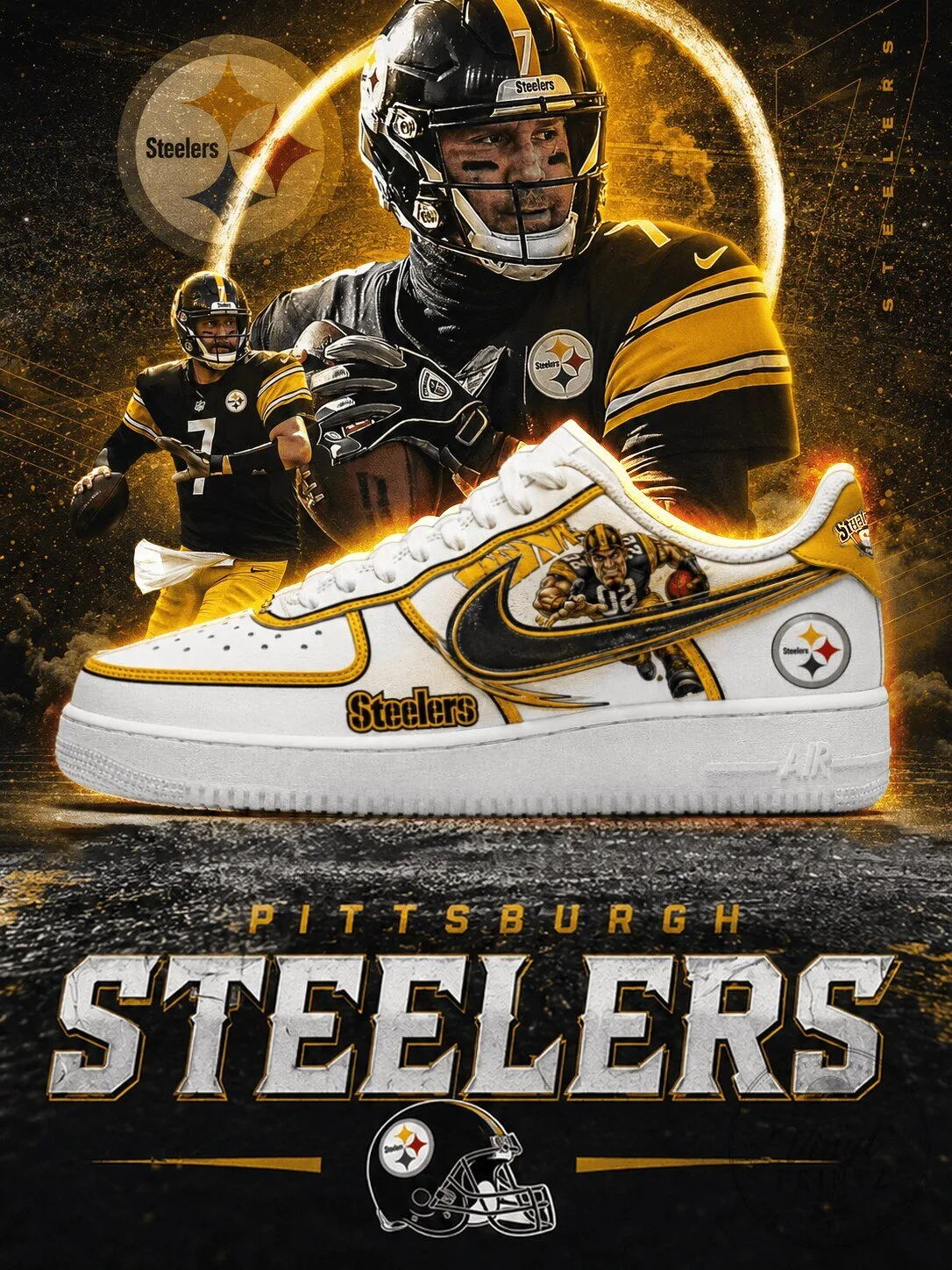 Pittsburgh Steelers Football Team Custom Air Style Sneakers
