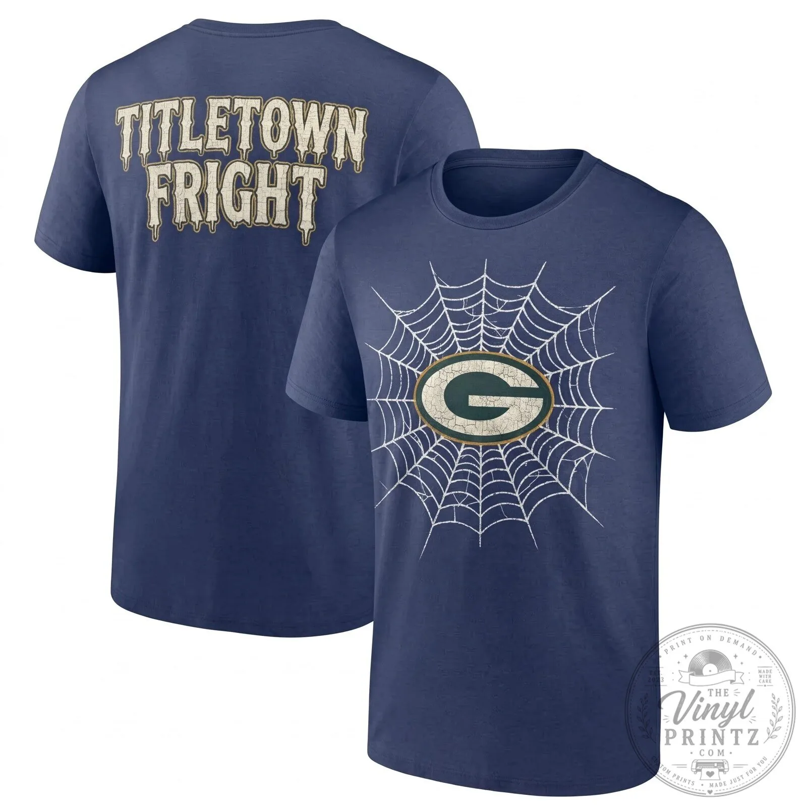 Green Bay Packers Halloween Titletown Fright Spiderweb Black T-Shirt 10 Green Bay Packers Halloween Titletown Fright Spiderweb Black T-Shirt