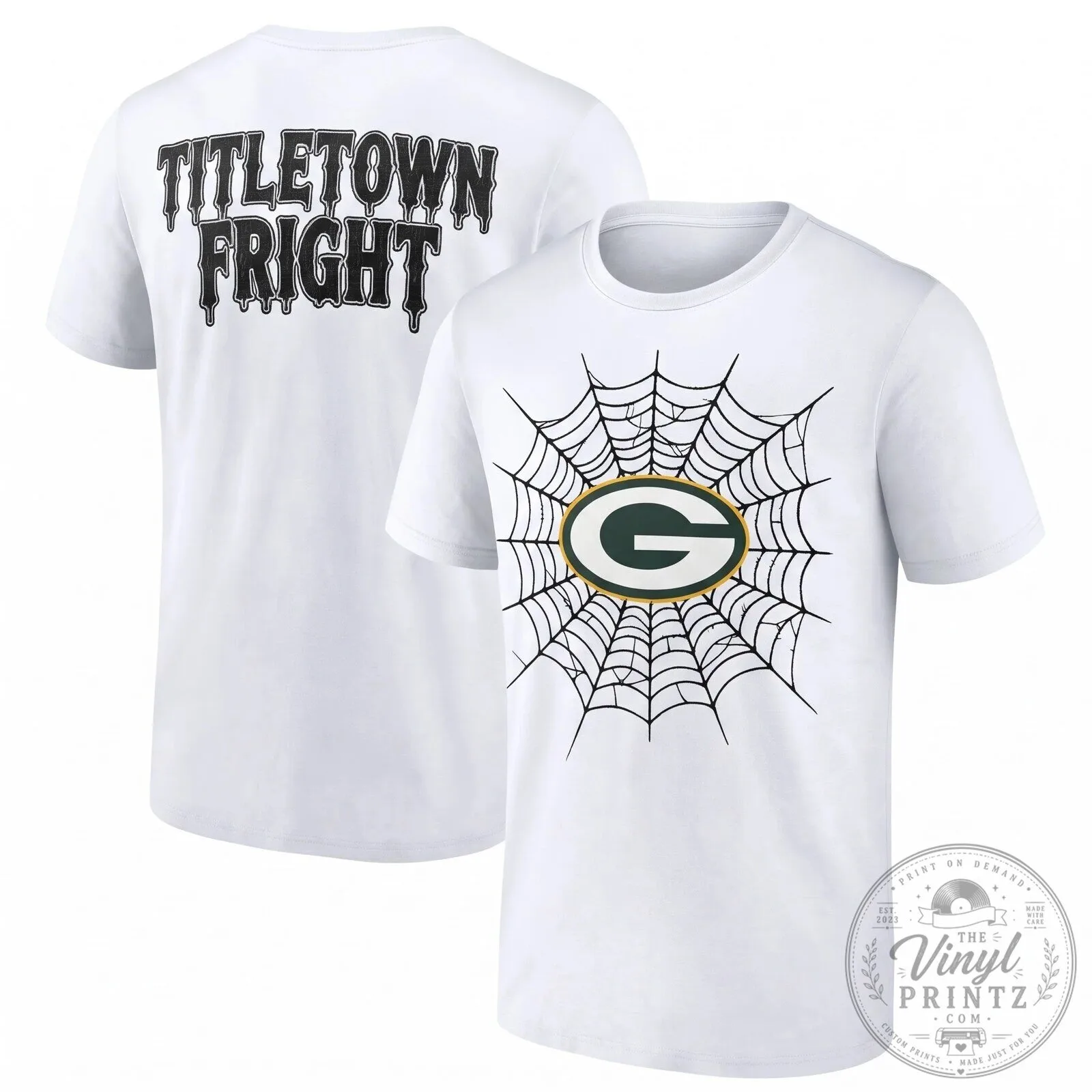 Green Bay Packers Halloween Titletown Fright Spiderweb Black T-Shirt 13 Green Bay Packers Halloween Titletown Fright Spiderweb Black T-Shirt
