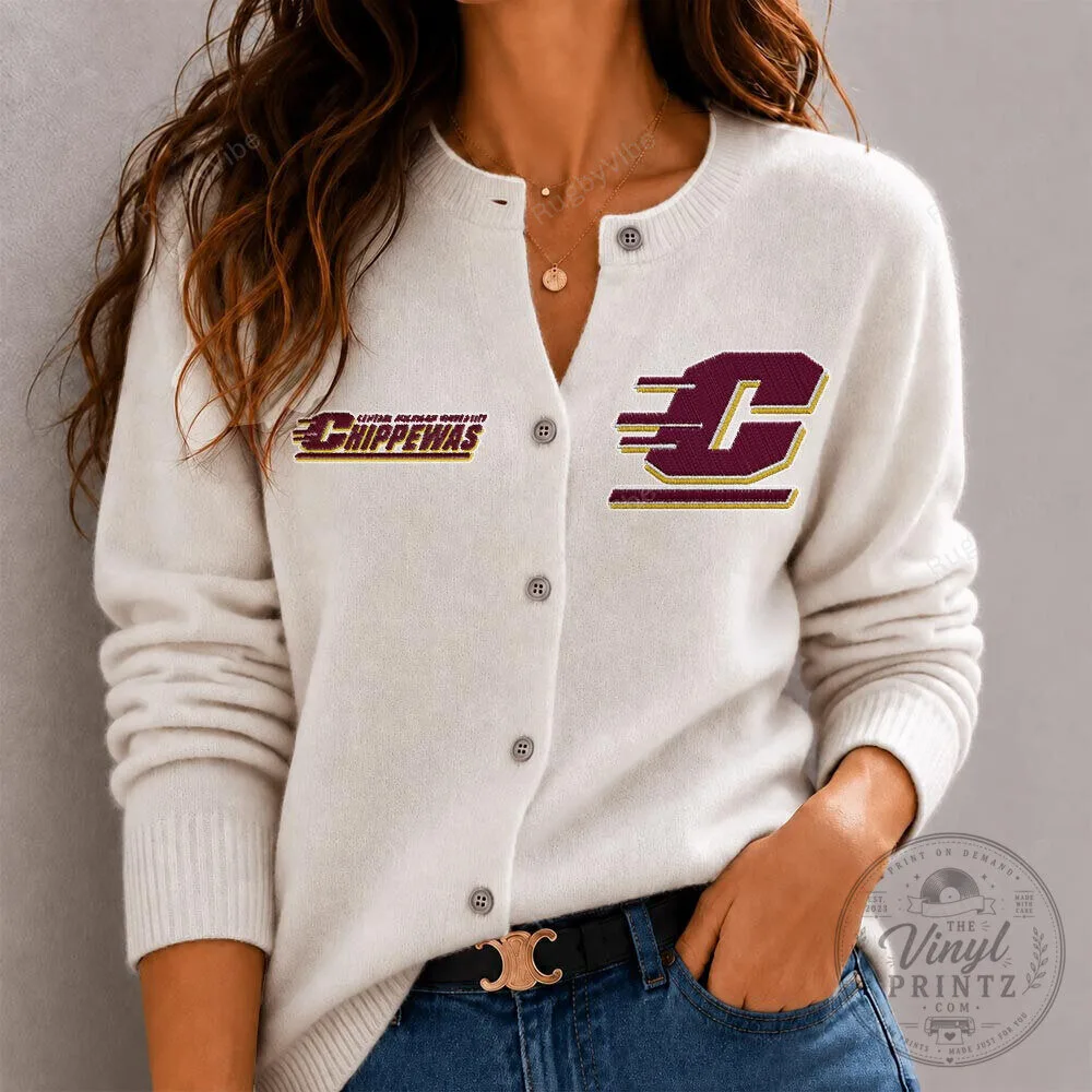 Central Michigan Chippewas NCAA College Team Logo Cardigan Sweater