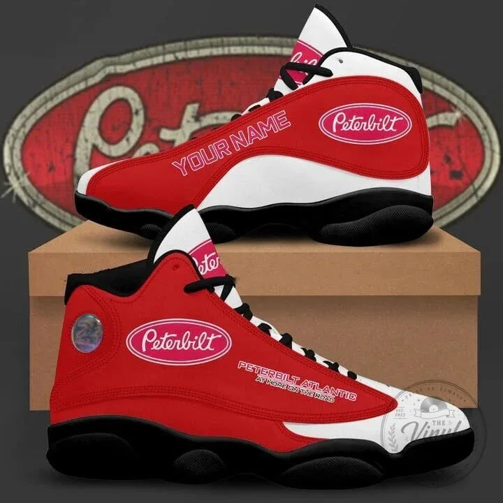 Peterbilt Atlantic Custom Name Red and White Basketball Sneakers 2 Peterbilt Atlantic Custom Name Red and White Basketball Sneakers