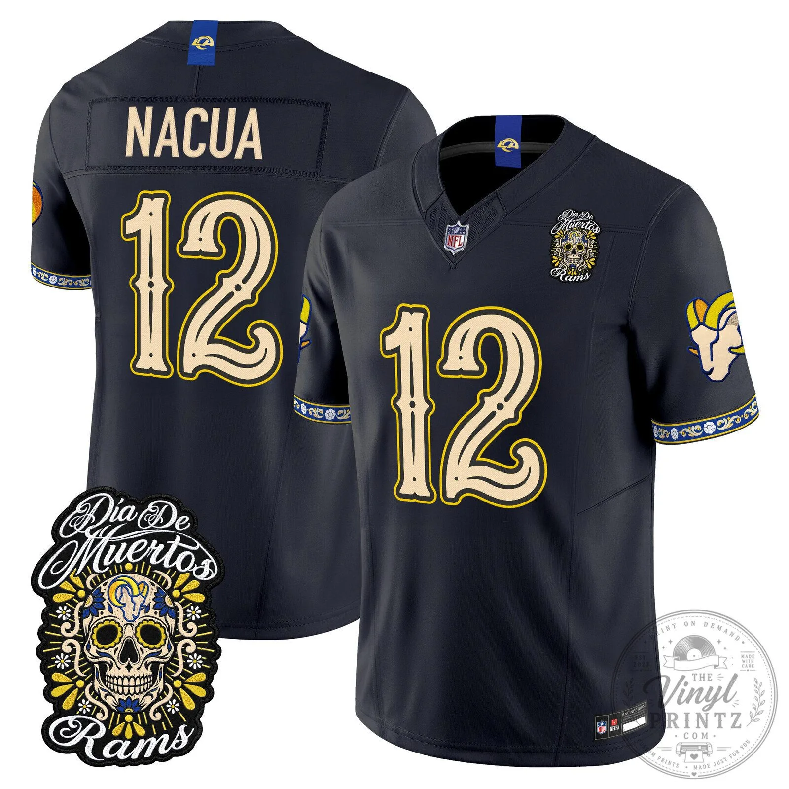 Los Angeles Rams Puka Nacua Dia de los Muertos Football Jersey