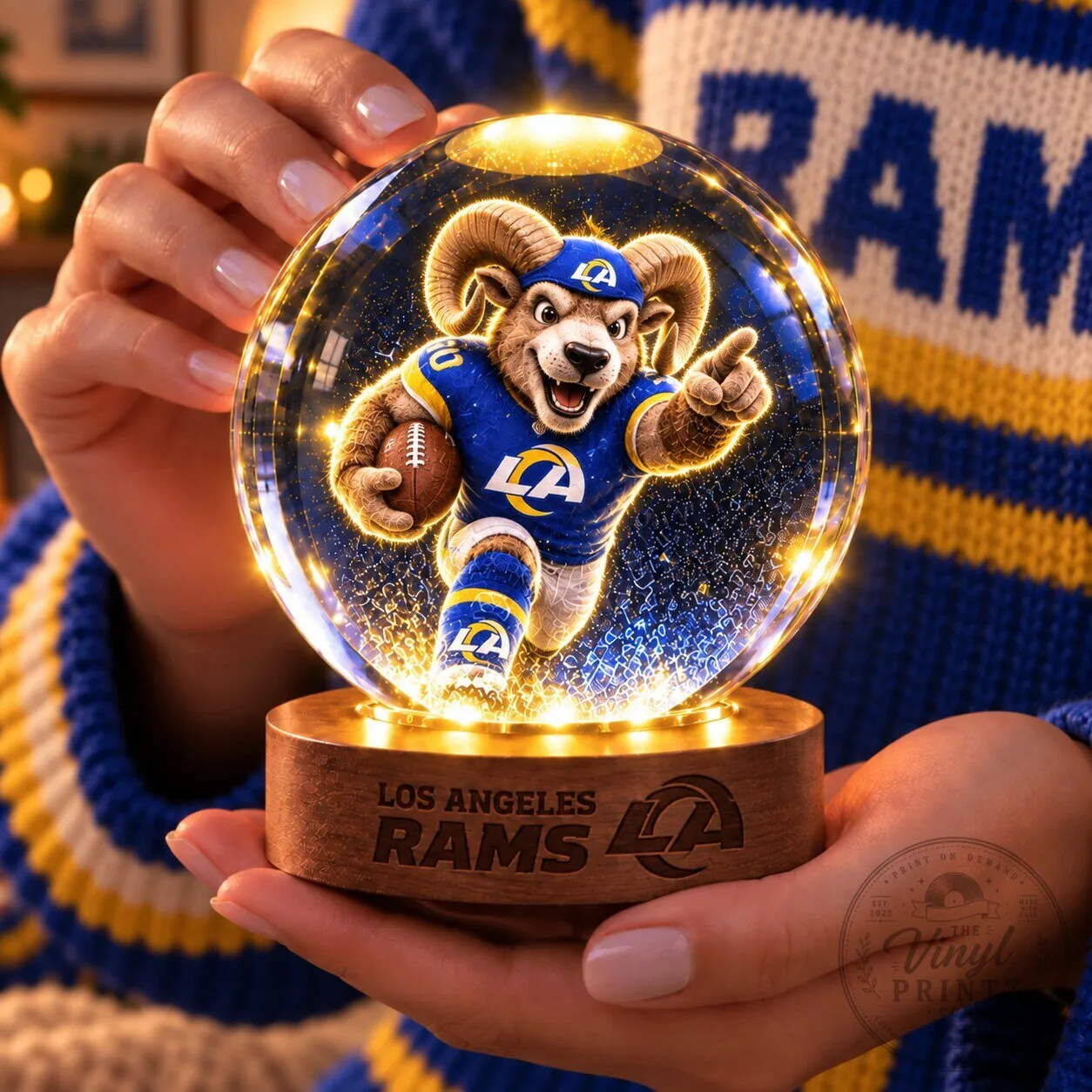 Los Angeles Rams Football Team Mascot Crystal Ball Night Light