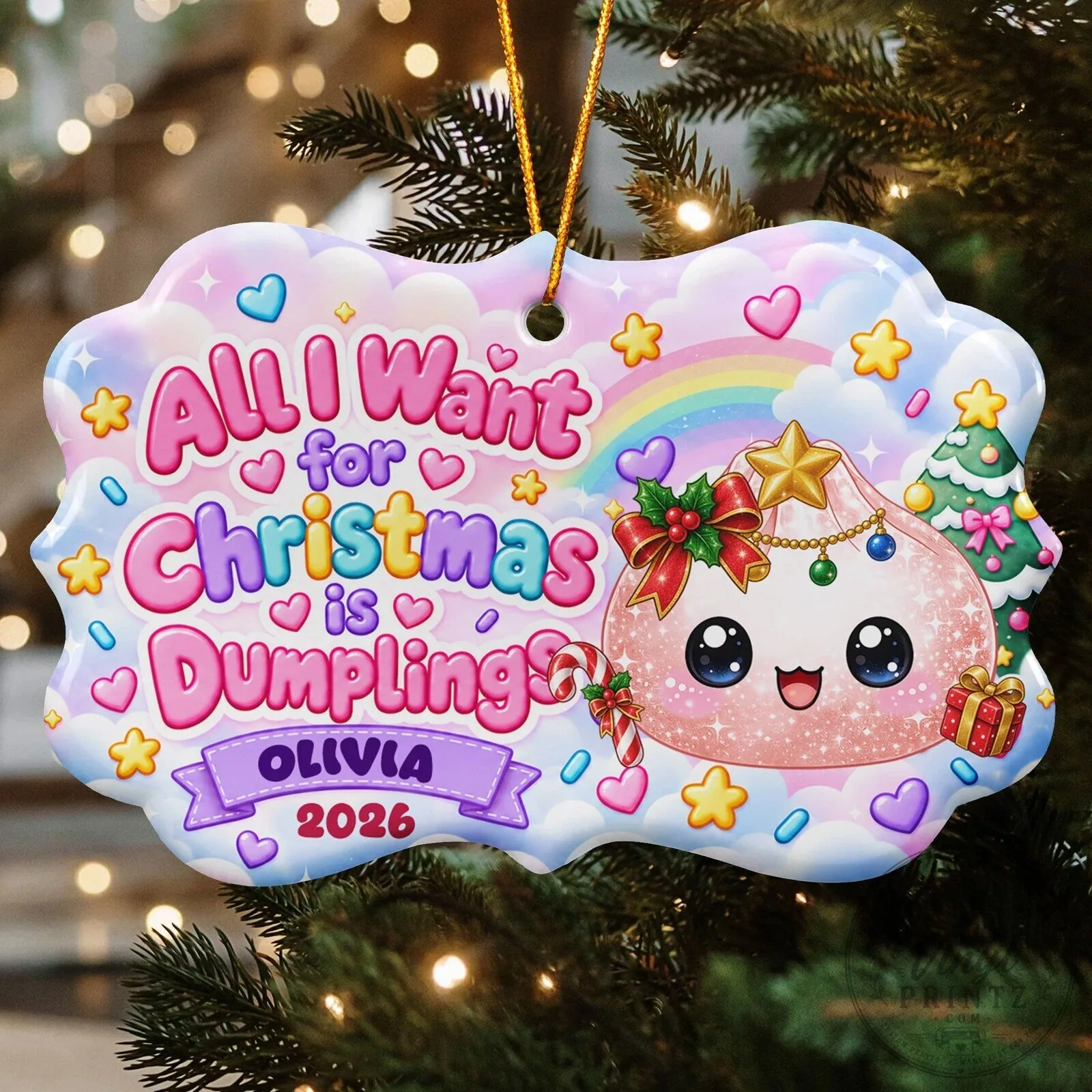 Personalized All I Want For Christmas Is Dumplings Cute Kawaii Ornament