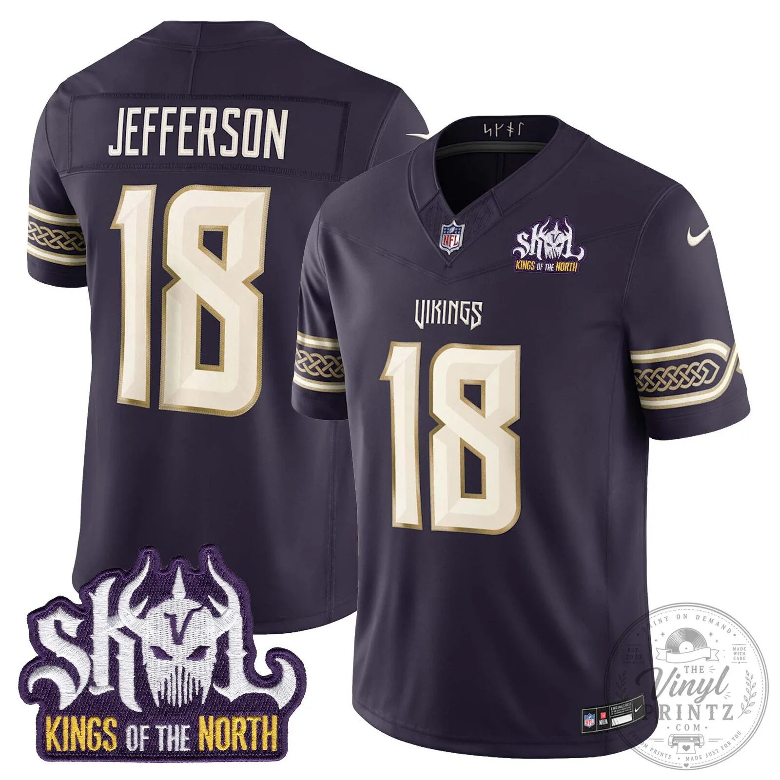 Justin Jefferson Minnesota Vikings Kings Of The North Football Jersey