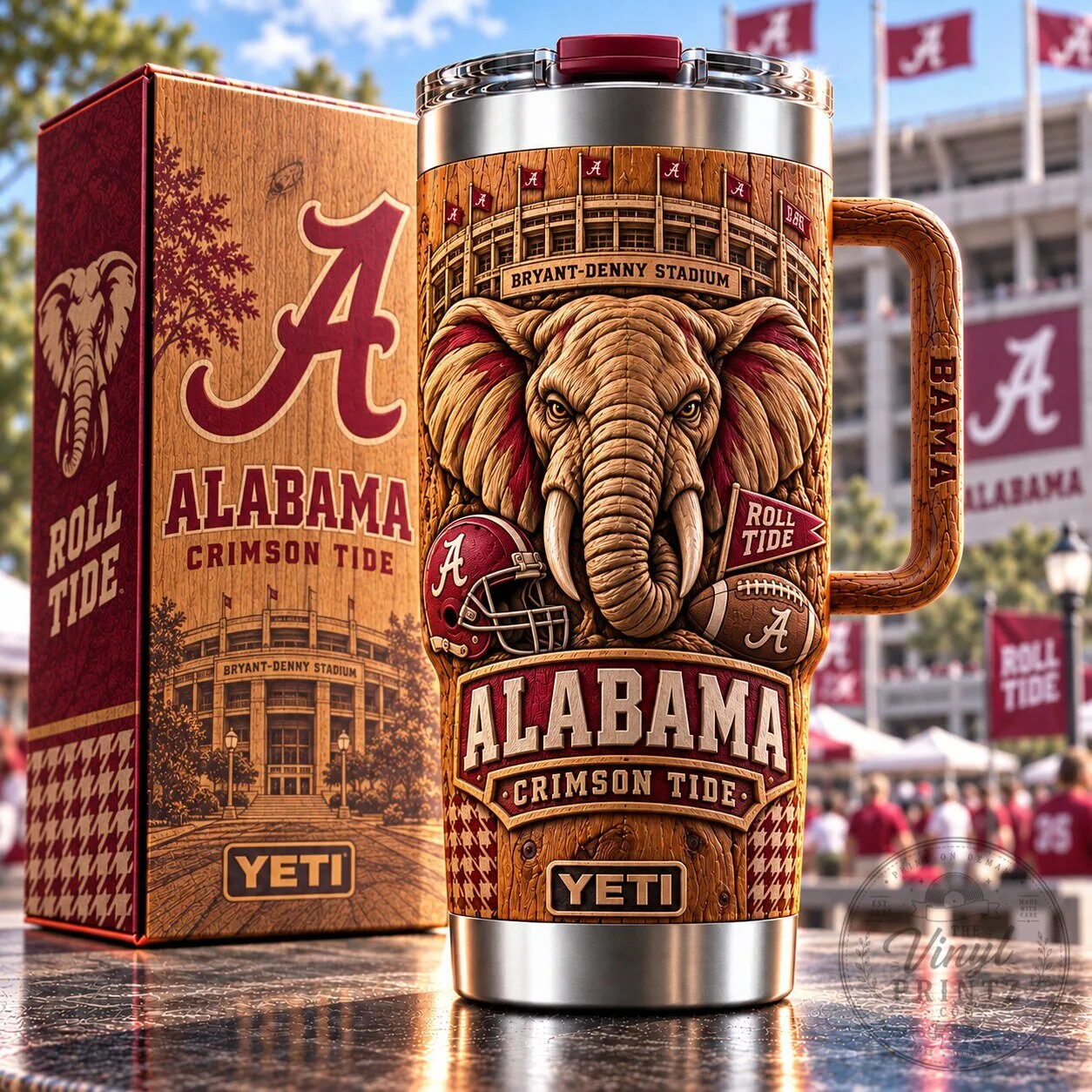 Alabama Crimson Tide Bryant-Denny Stadium Woodgrain Relief Tumbler