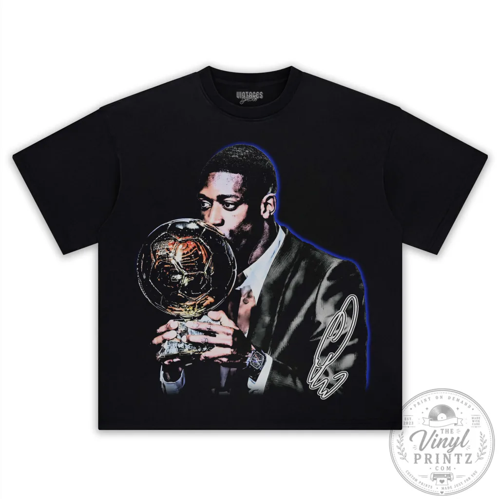 Ousmane Dembélé Ballon d'Or Footballer Commemorative T-Shirt Ousmane Dembélé Ballon d'Or Footballer Commemorative T-Shirt