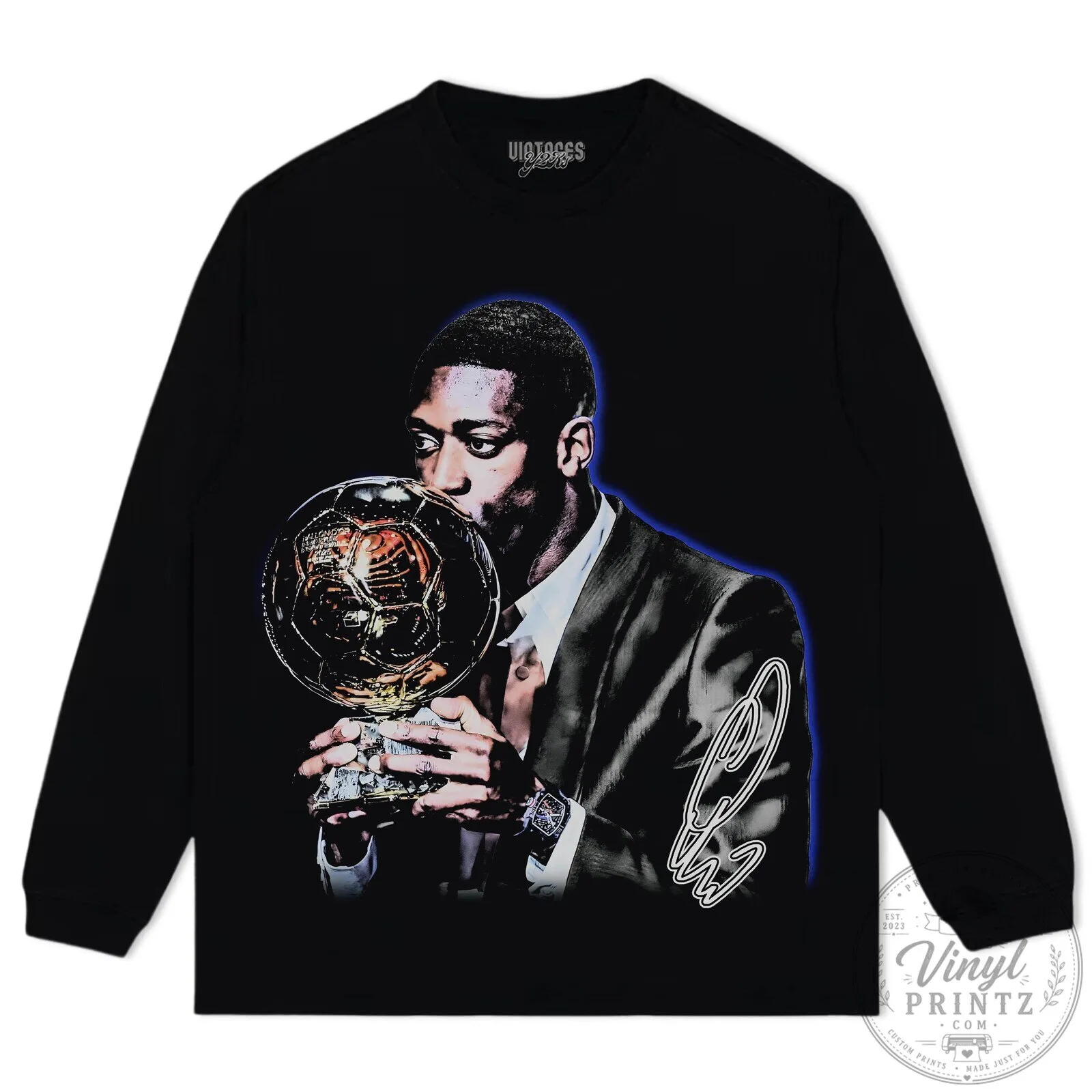 Ousmane Dembélé Ballon d'Or Footballer Commemorative T-Shirt 21 Ousmane Dembélé Ballon d