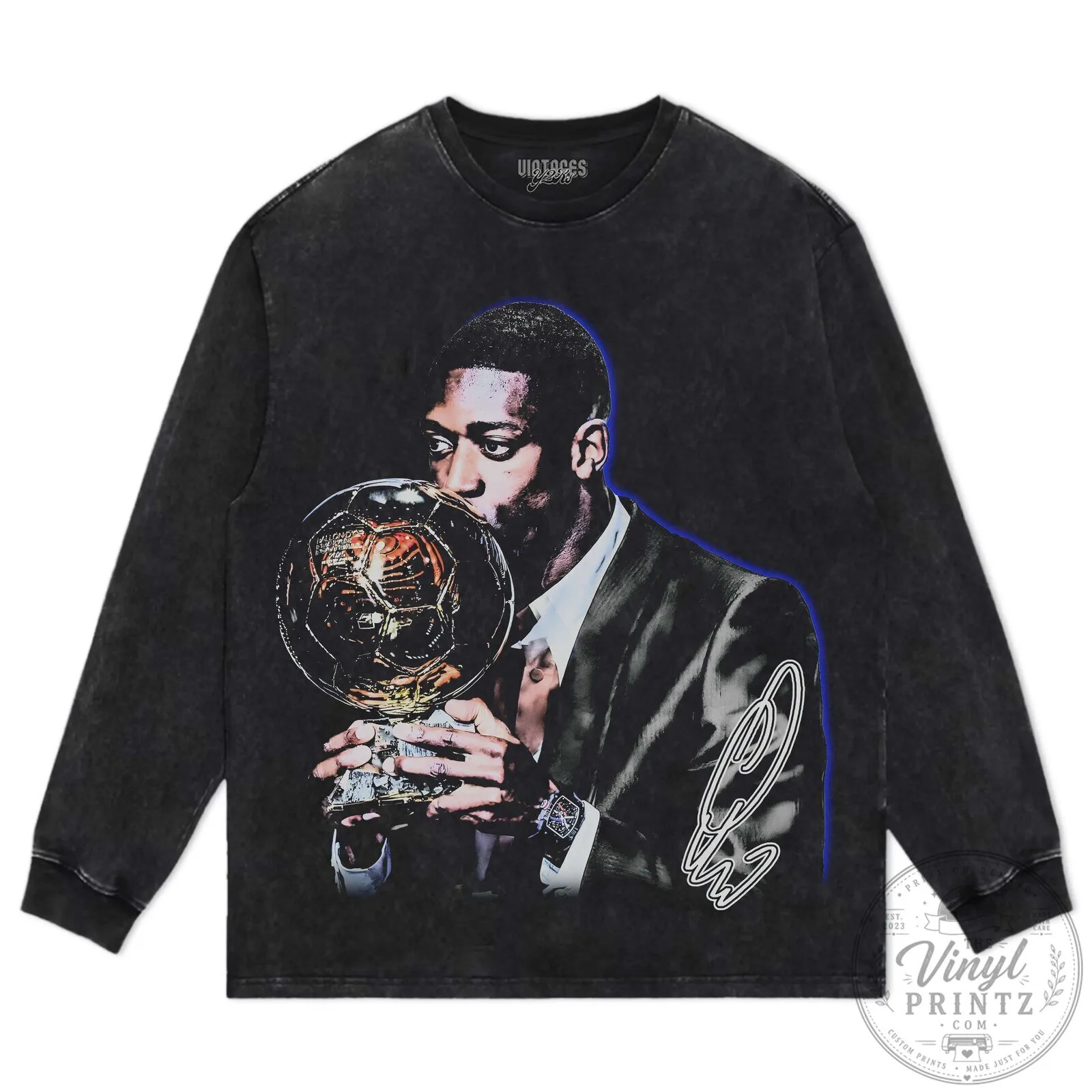 Ousmane Dembélé Ballon d'Or Footballer Commemorative T-Shirt 22 Ousmane Dembélé Ballon d
