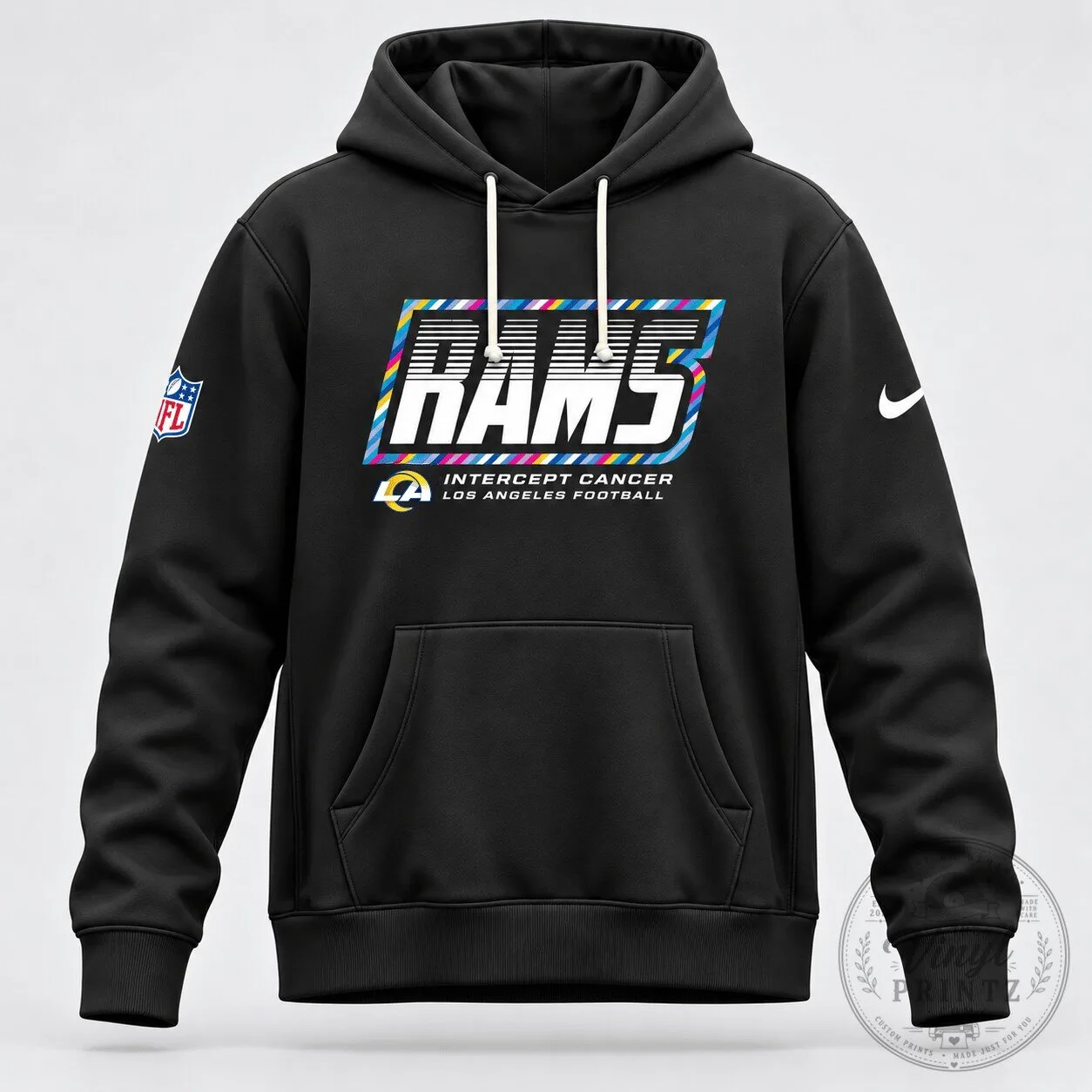 Los Angeles Rams Intercept Cancer Football Team Nike Crucial Catch Hoodie